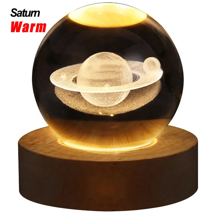 3d solar system crystal ball with LED light base usa