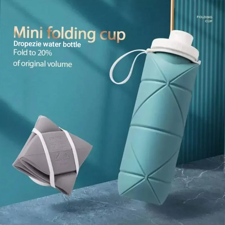 foldable silicone water bottle 600ml portable.
