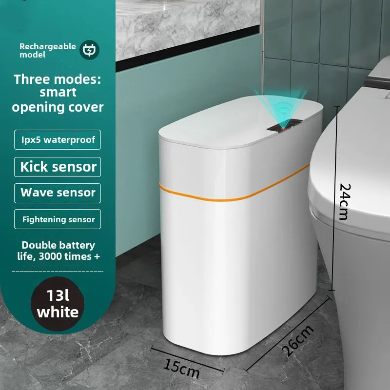 "smart trash can with motion sensor open lid"