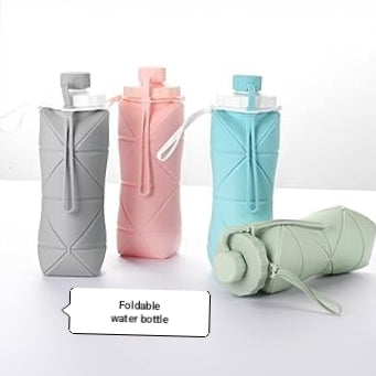 600ml foldable silicone water bottle for travel and gym.